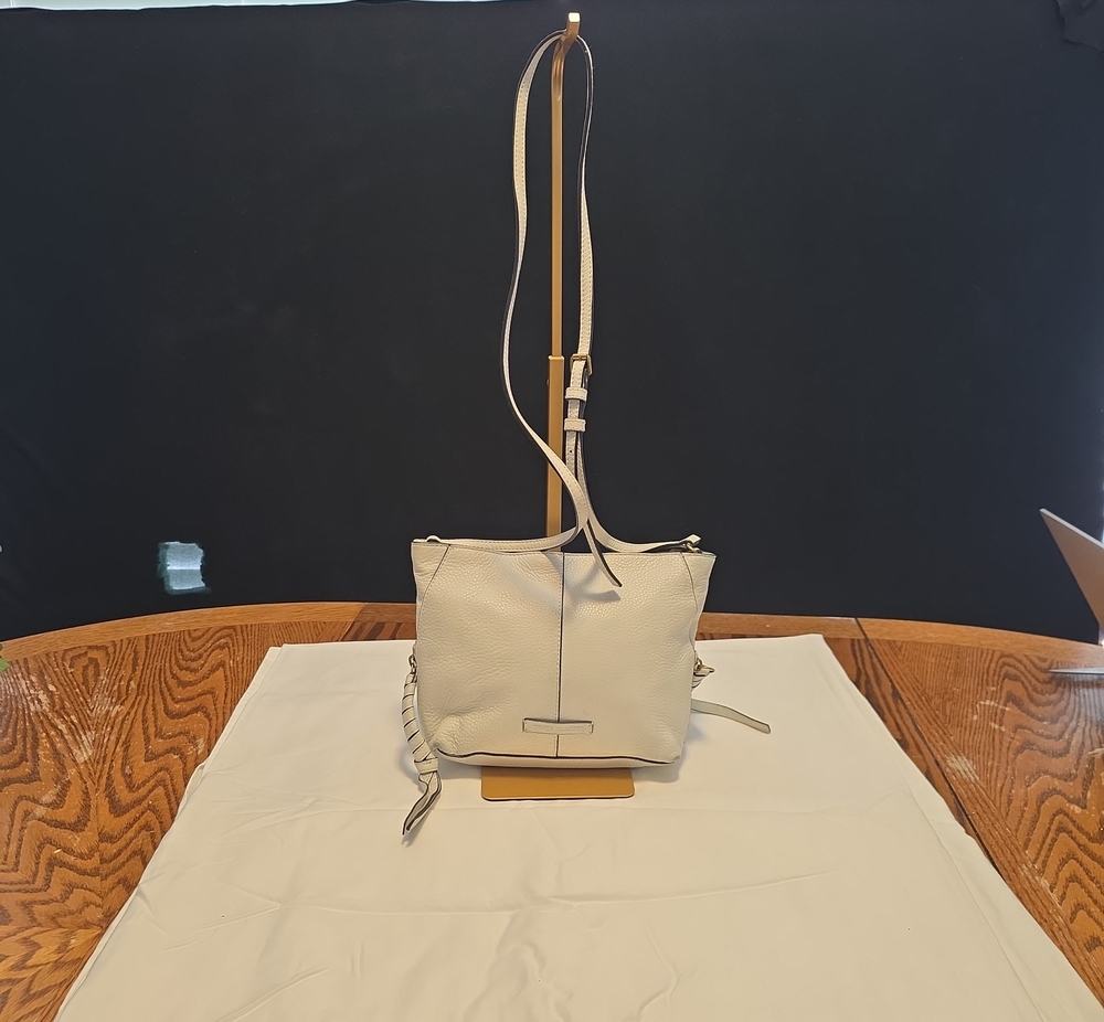 Vince Camuto Cream Pebbled Leather Crossbody Bag